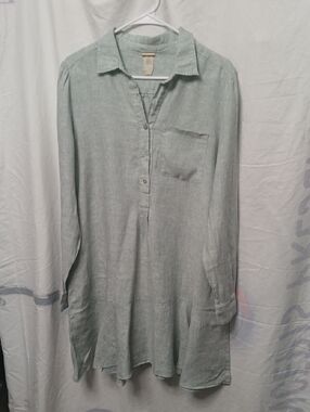 Magaschoni Light Sage Green Linen Maxi Dress